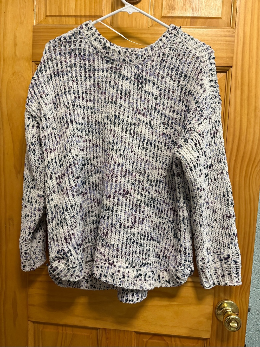 Cable & Gauge Cream Crewneck Sweater with Multicolor Speckle size 1X